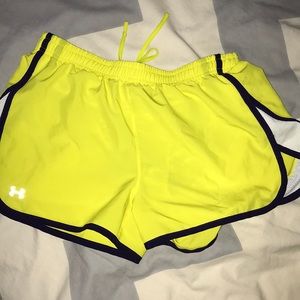 Medium under armour yellow running shorts